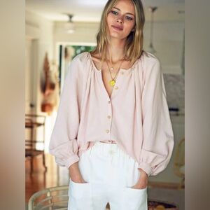 FRANCES BLOUSE - SHELL PINK LINEN by Emerson Fry